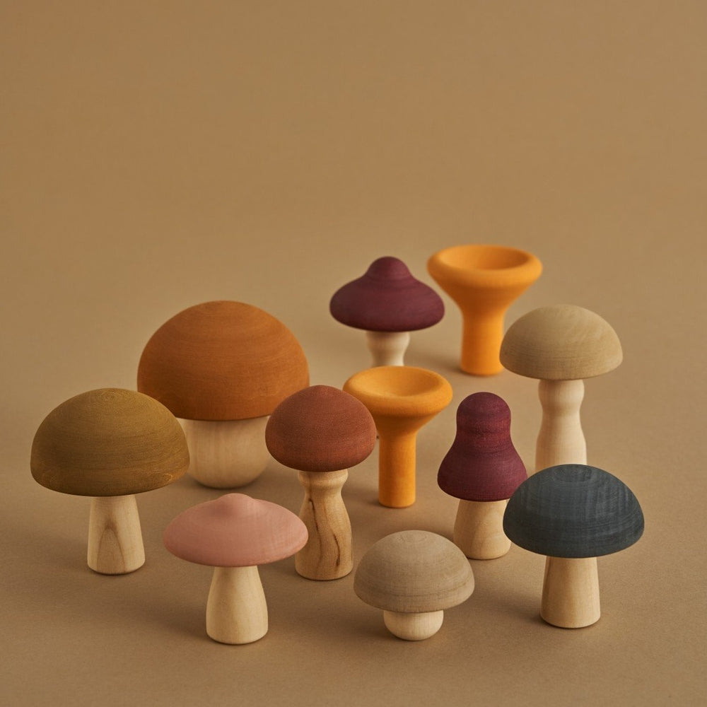 Wooden Mushrooms Set