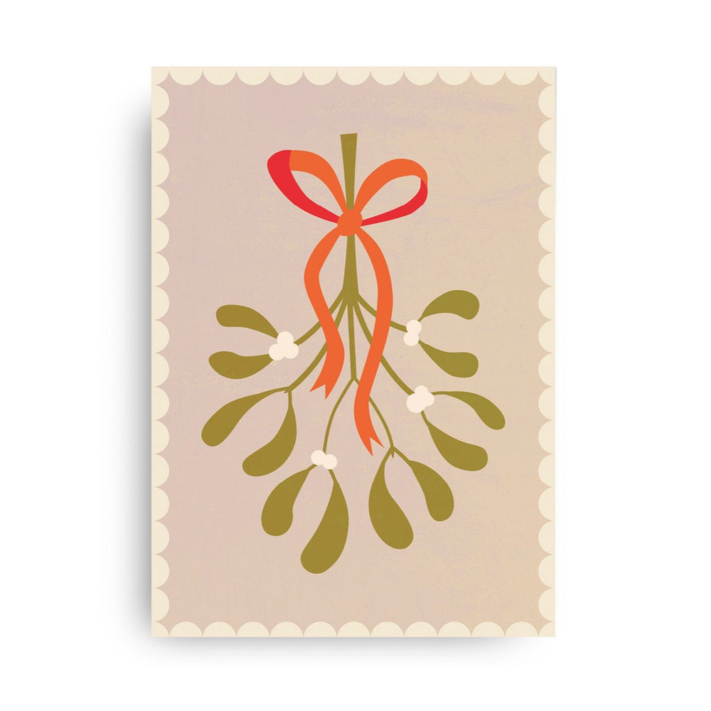 Christmas Mistletoe Postcard by MONIMARI | Beige