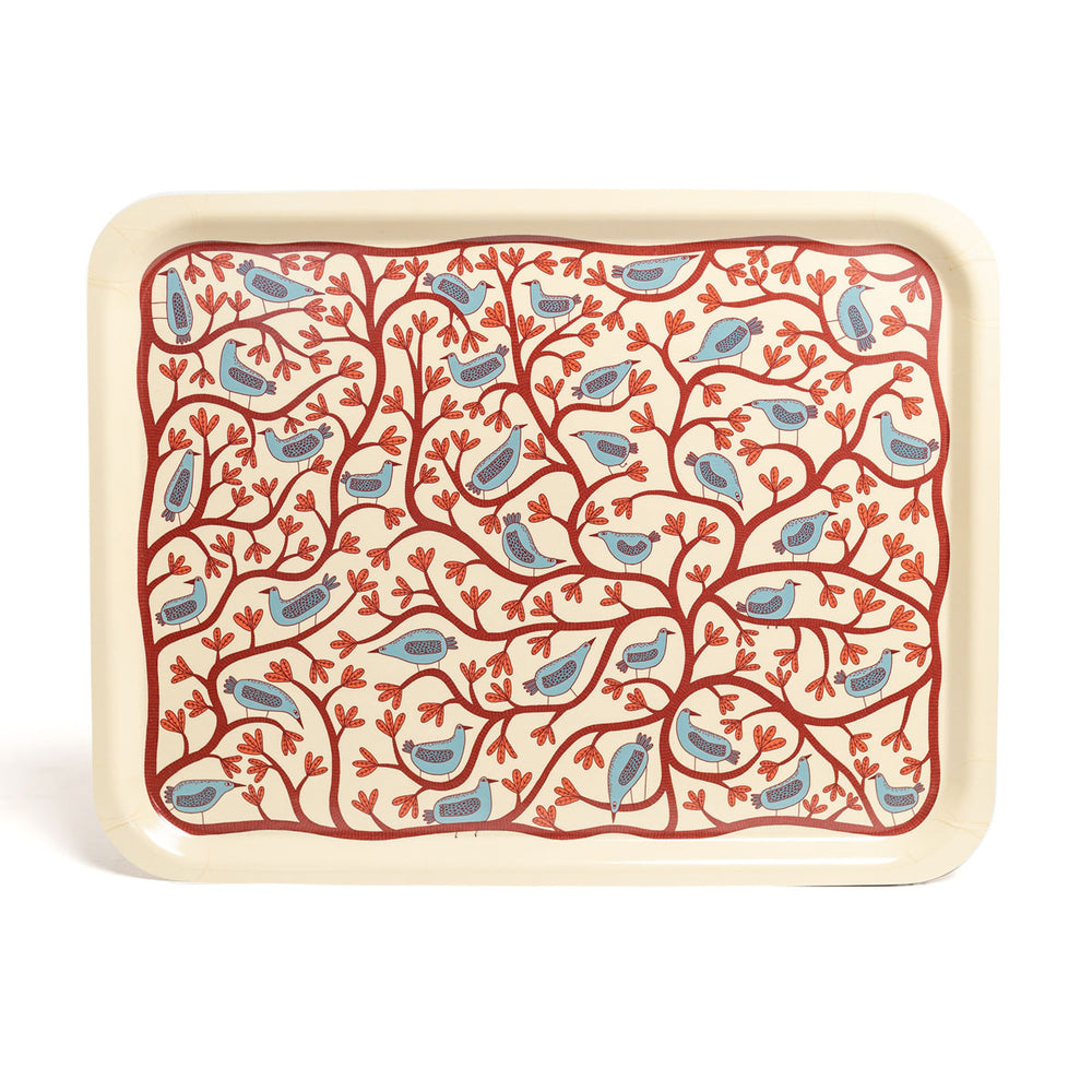 
                
                    Load image into Gallery viewer, Tree and Bird Illustrated Tray in Cream by Mia Nilsson
                
            