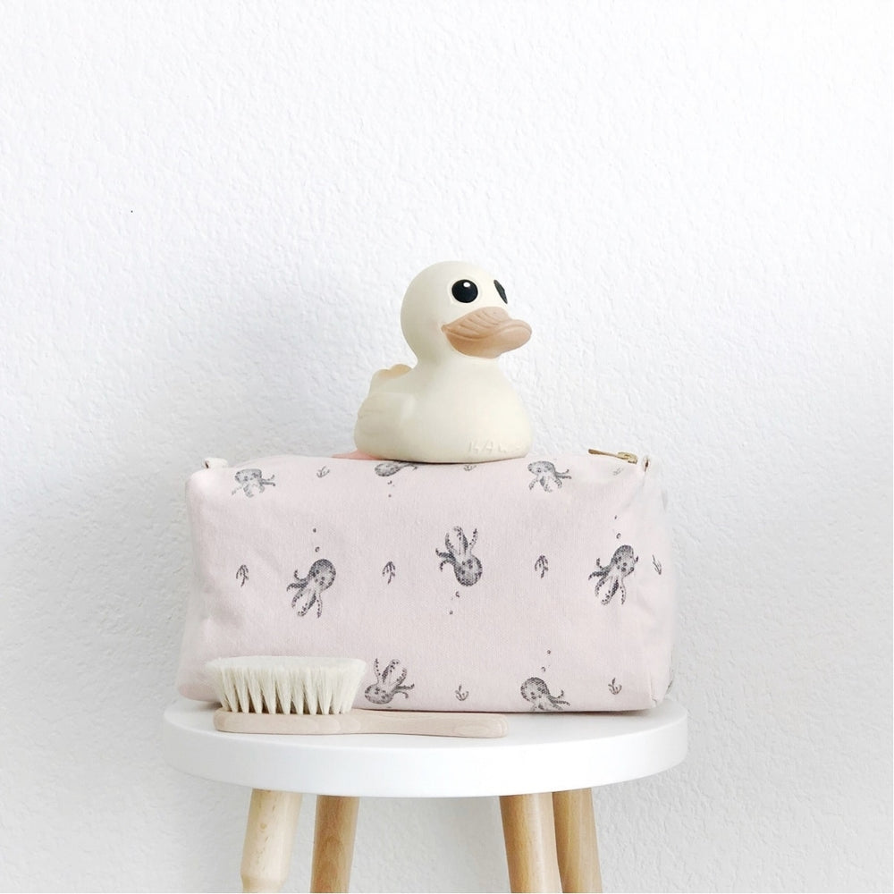 Octopus Printed Wash Bag in Light Pink by Rose in April